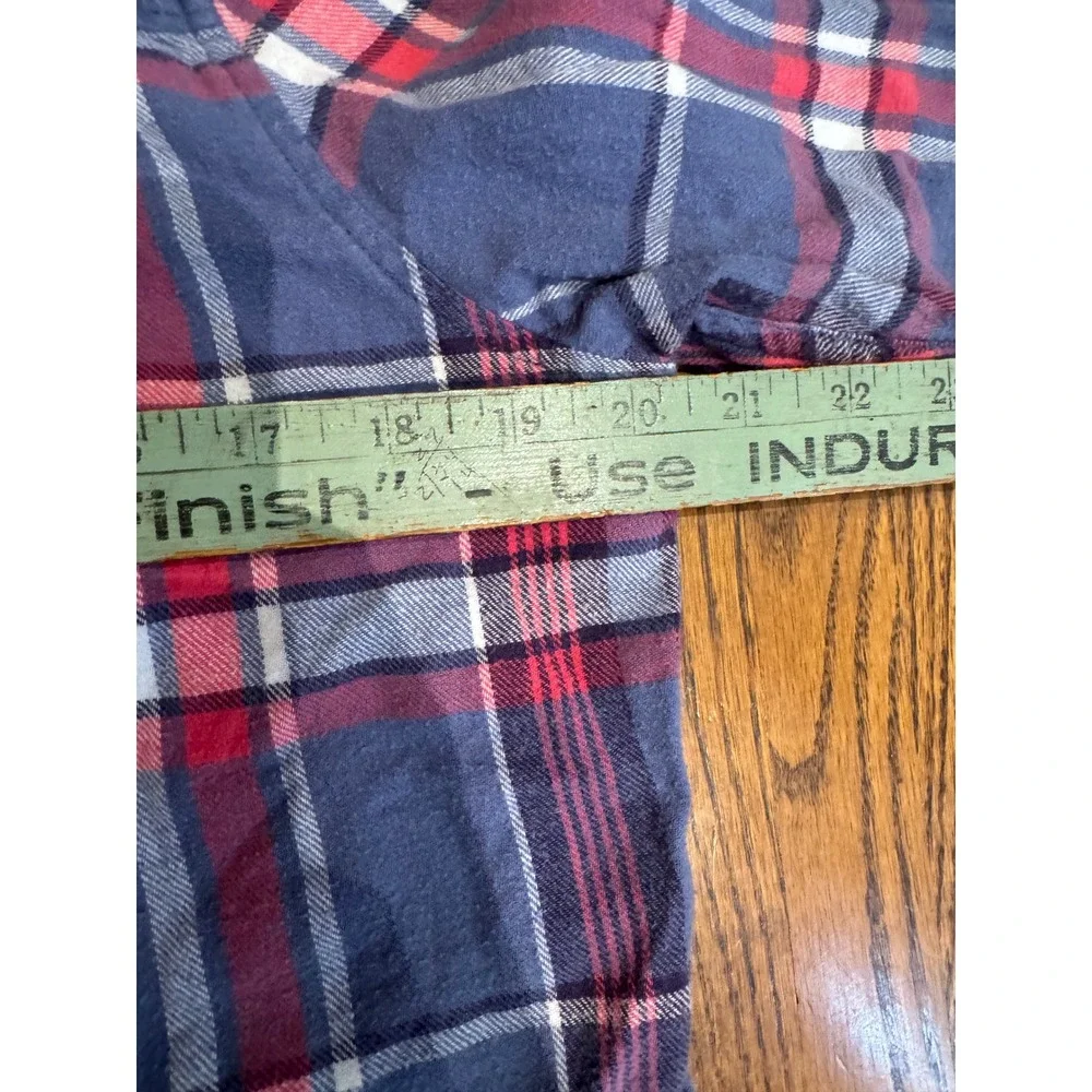 Woolrich Flannel Shirt Plaid Cotton Button Down Blue Pink Women's XL